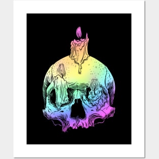 witch skull candlestick Posters and Art